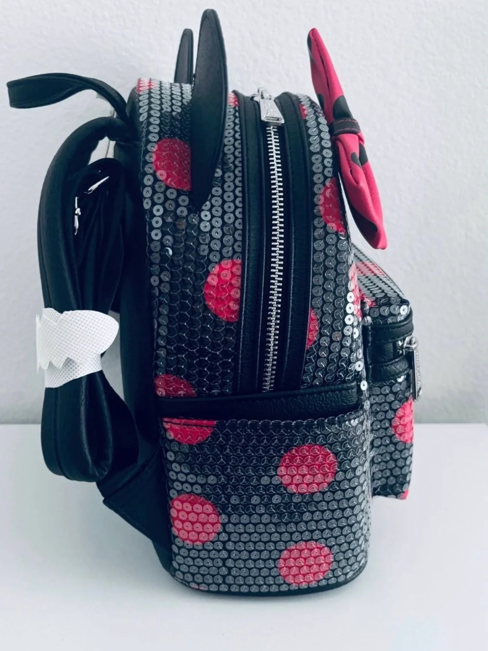 Disney Parks Minnie Mouse Sequined Polka Dot Loungefly Mini Backpack
